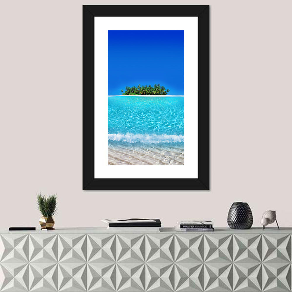 Turquoise Atoll Sandbar with Palm Trees Wall Art