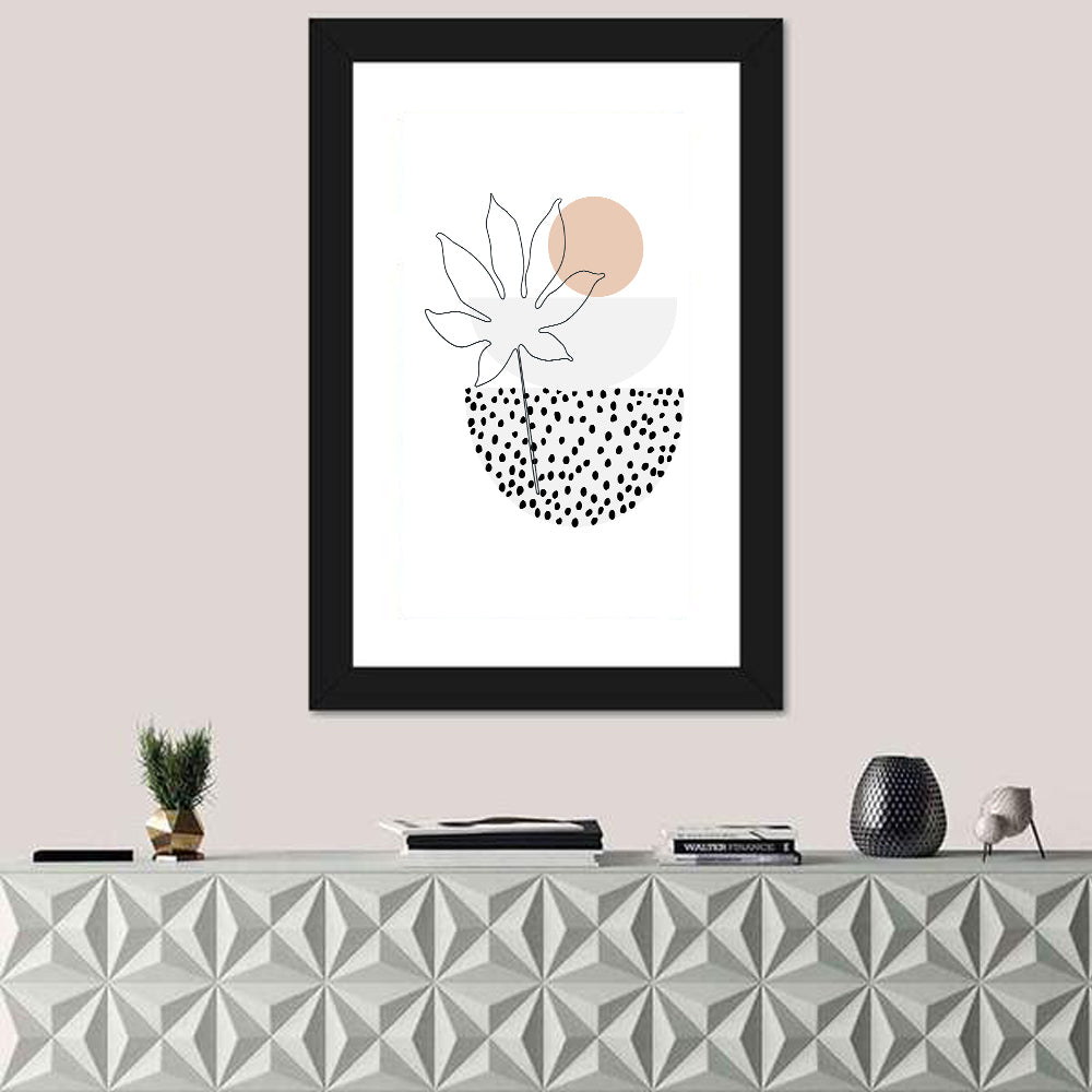 Palm Leaf with Peach Circle Illustration Wall Art