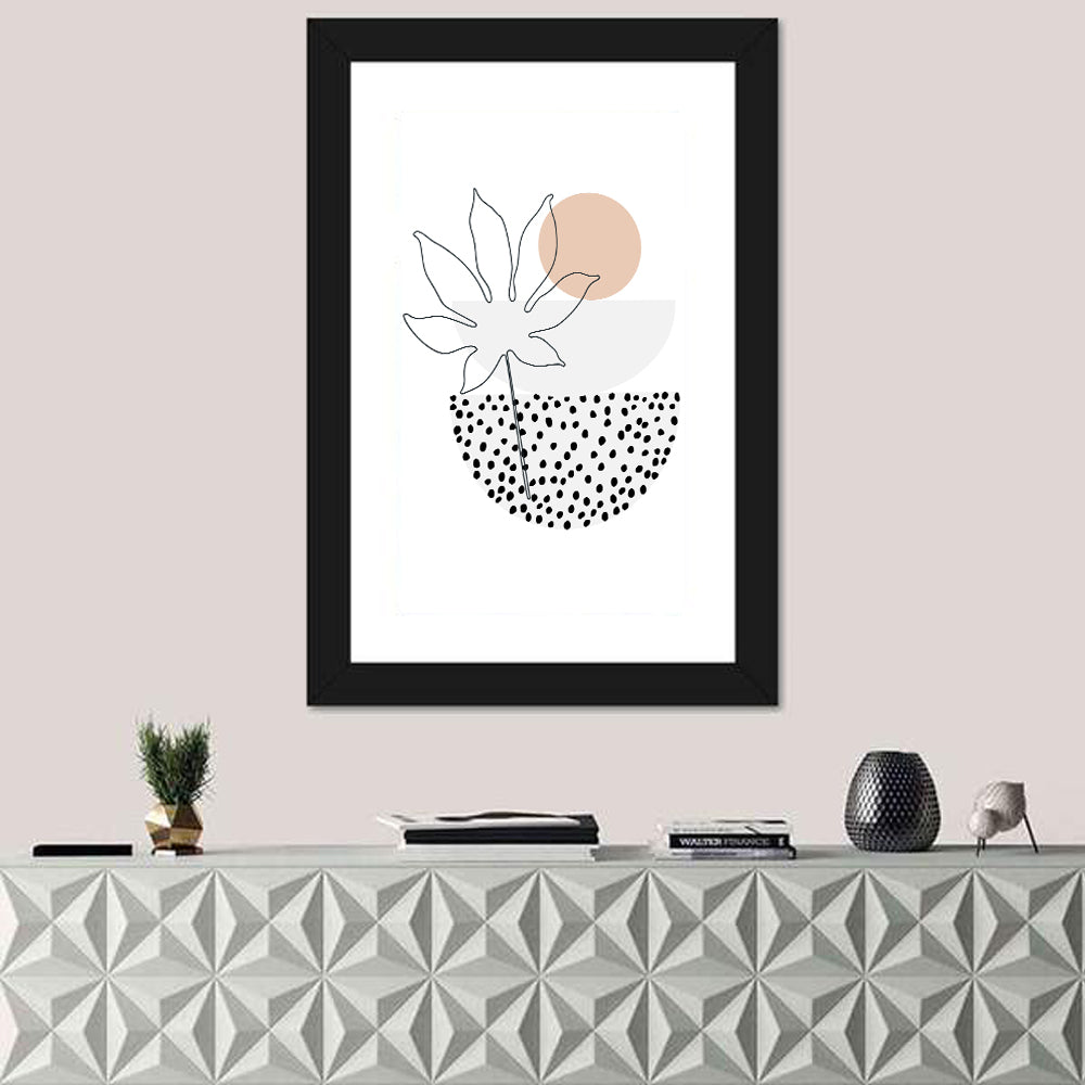 Palm Leaf with Peach Bowls Wall Art in a room, portrait