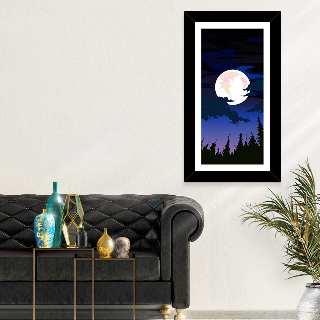 Dark Moon Over Forest Wall Art