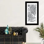 Dallas City Map with Coordinates Wall Art