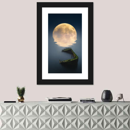Moonlit Shipwreck Reflection Wall Art
