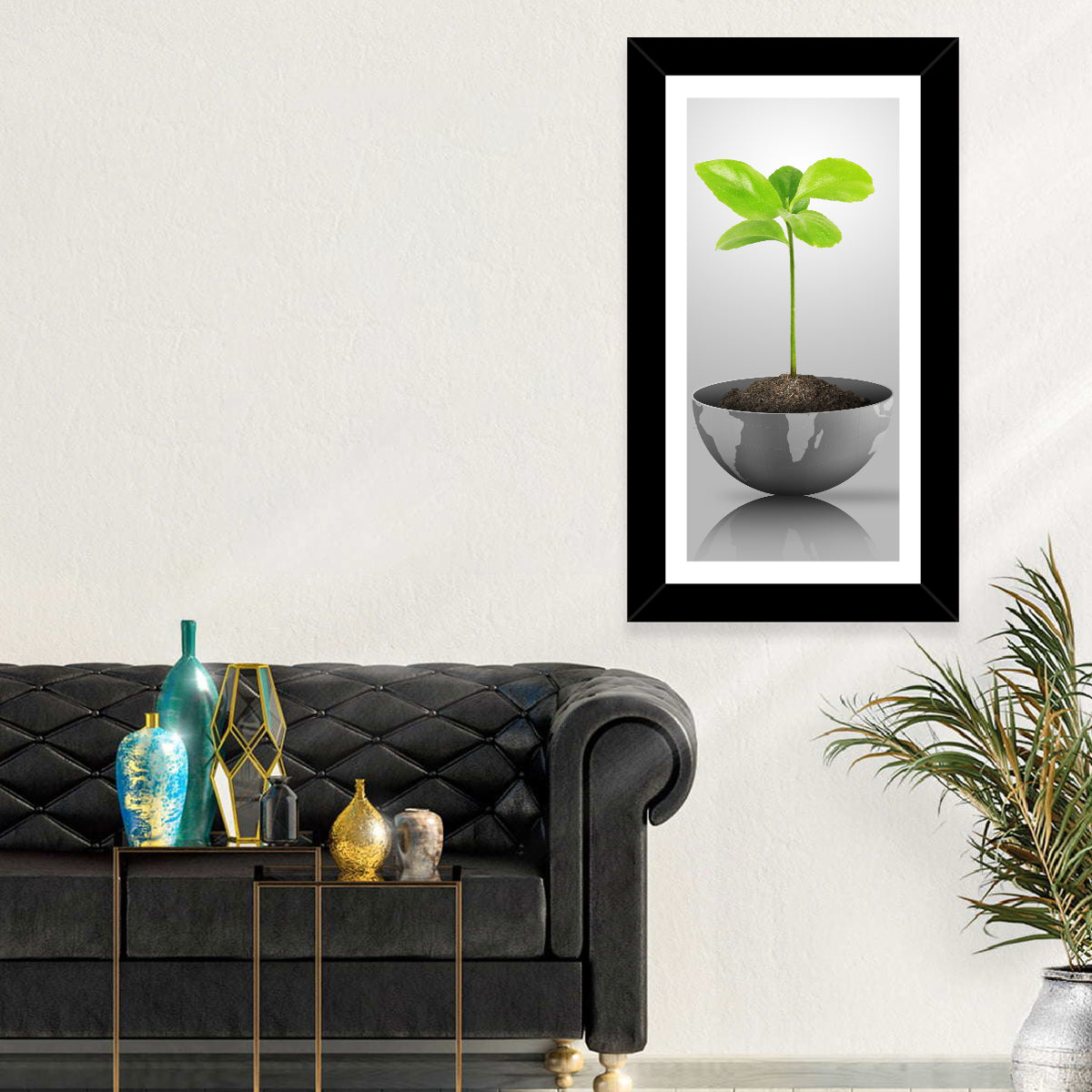 Young Plant on Globe Wall Art