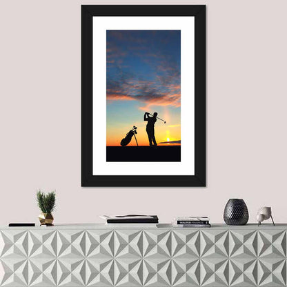 Sunset Golfer Silhouette Wall Art
