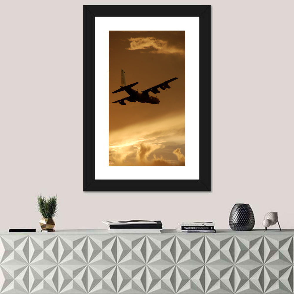 Turboprop Military Transport Silhouette Wall Art