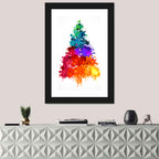 Watercolor Rainbow Christmas Tree Wall Art
