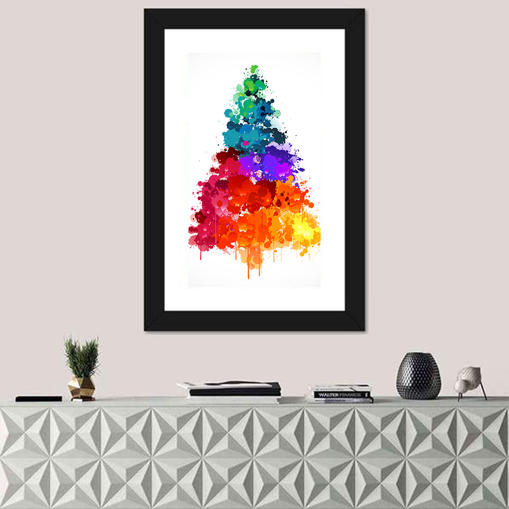 Watercolor Rainbow Christmas Tree Wall Art