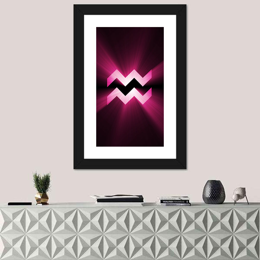 Magenta Aquarius Symbol Wall Art