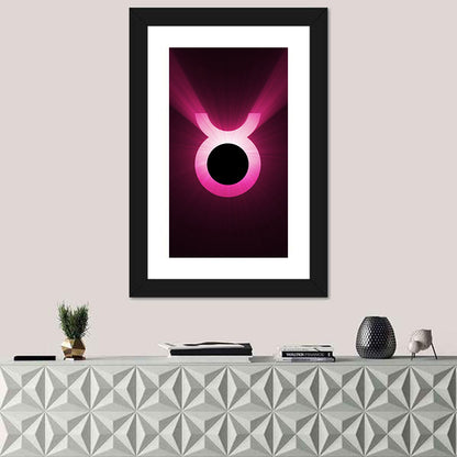 Glowing Pink Taurus Symbol Wall Art