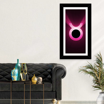 Glowing Pink Taurus Symbol Wall Art