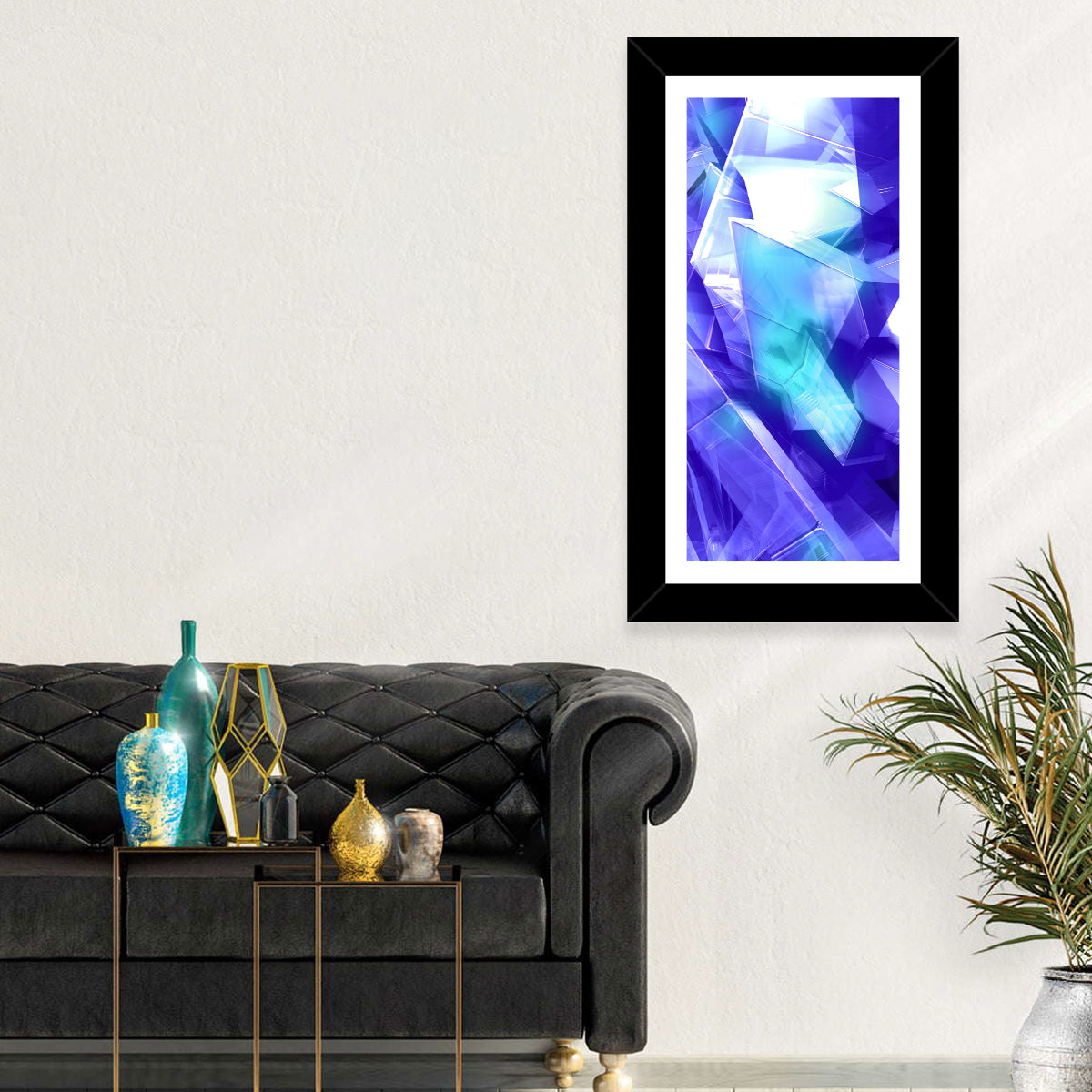 Icy Geometric Shards Wall Art in a room, portrait