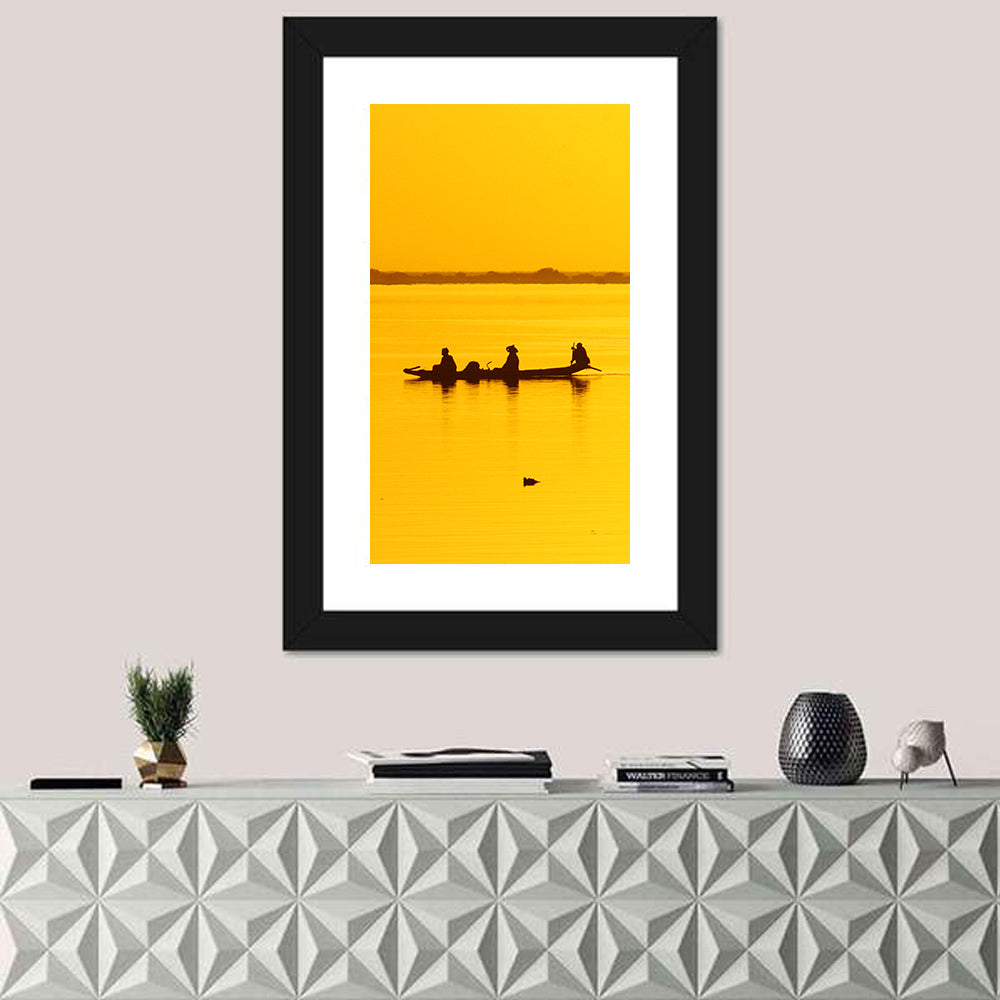 Pirogue at Golden Dusk Wall Art
