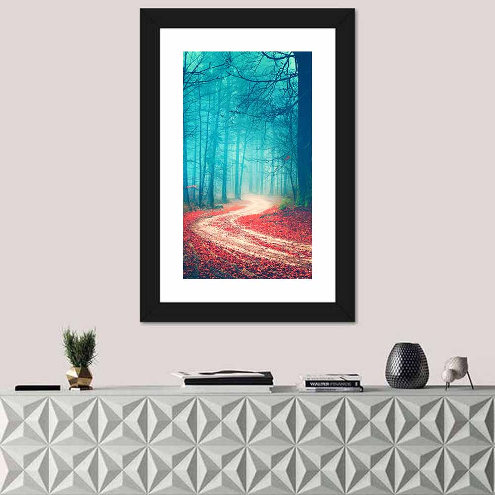Misty Vintage Forest Road Wall Art