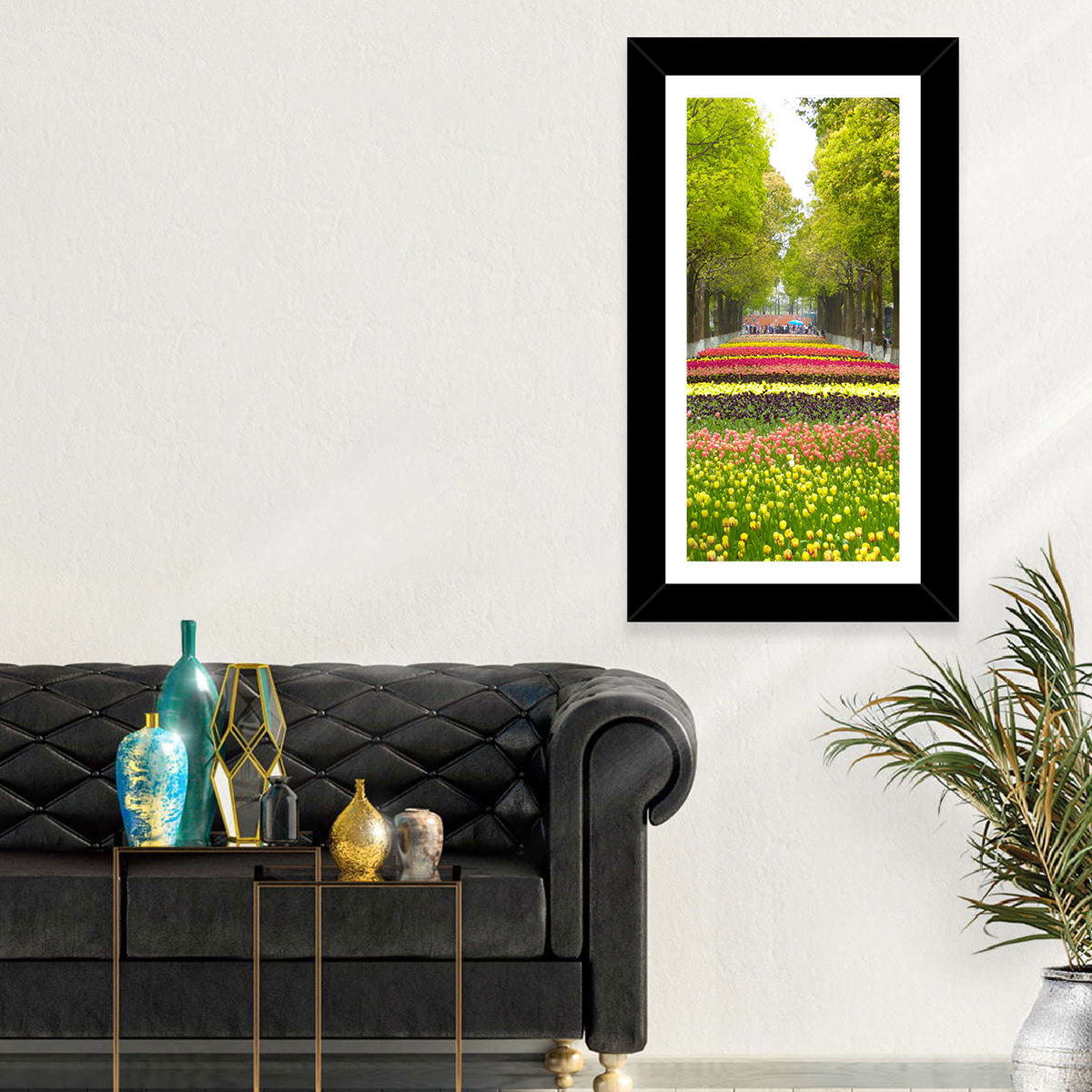 Tree-lined Tulip Garden Path Wall Art