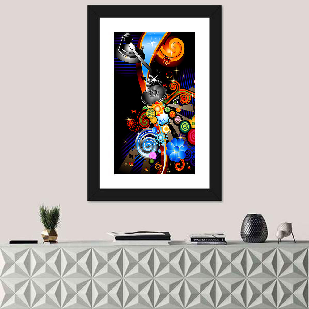 Psychedelic Turntable Illustration Wall Art