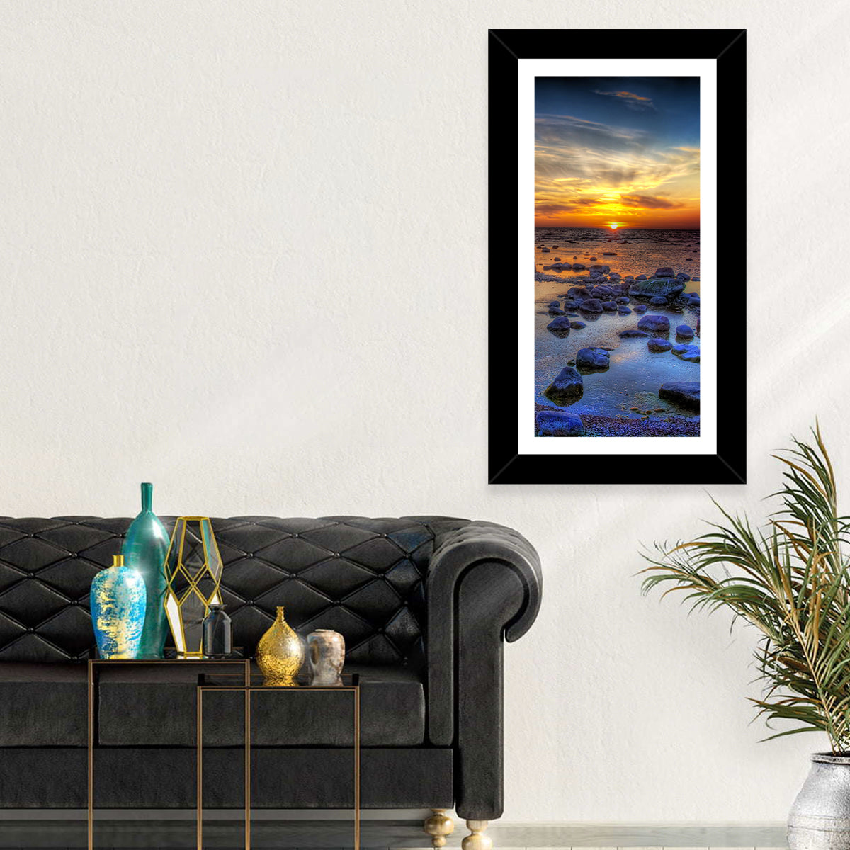 Sea Stones at Sunset Wall Art