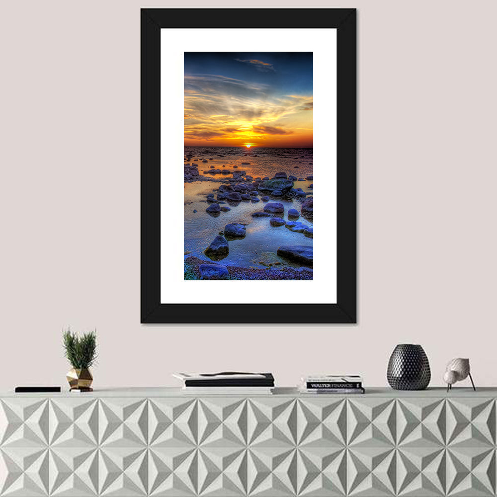 Sea Stones at Sunset Wall Art