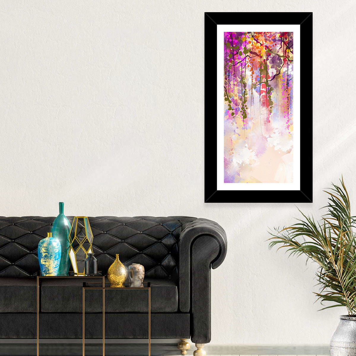 Wisteria Floral Abstraction Wall Art in a room, portrait