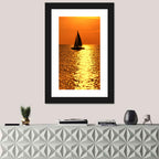 Sailboat Silhouette at Golden Sunset Wall Art