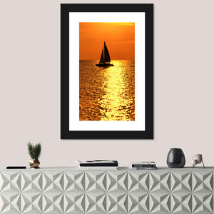 Yacht At Sunset Wall Art