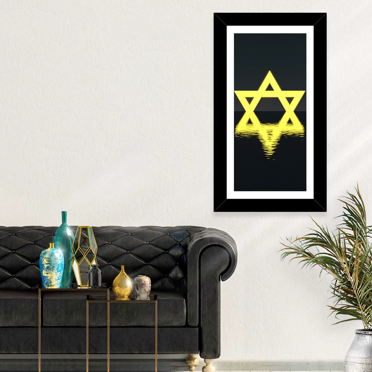 Glowing Star of David Reflection Wall Art