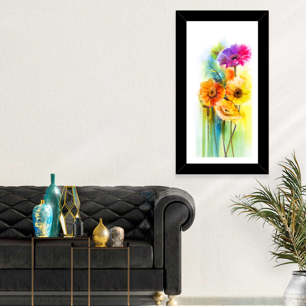 Gerbera Daisy Watercolor Bouquet Wall Art