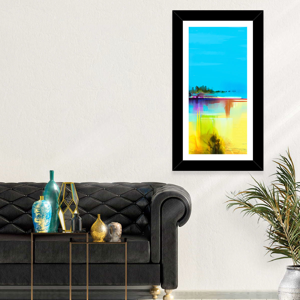 Sunlit Abstract Coastline in Spring Colors Wall Art