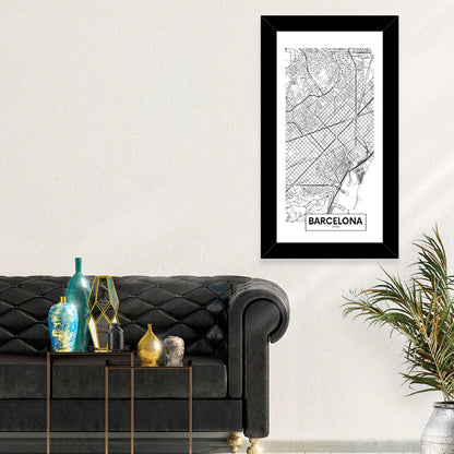 Barcelona Urban Grid Map Wall Art