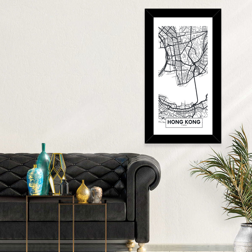 Hong Kong Aerial Map Wall Art