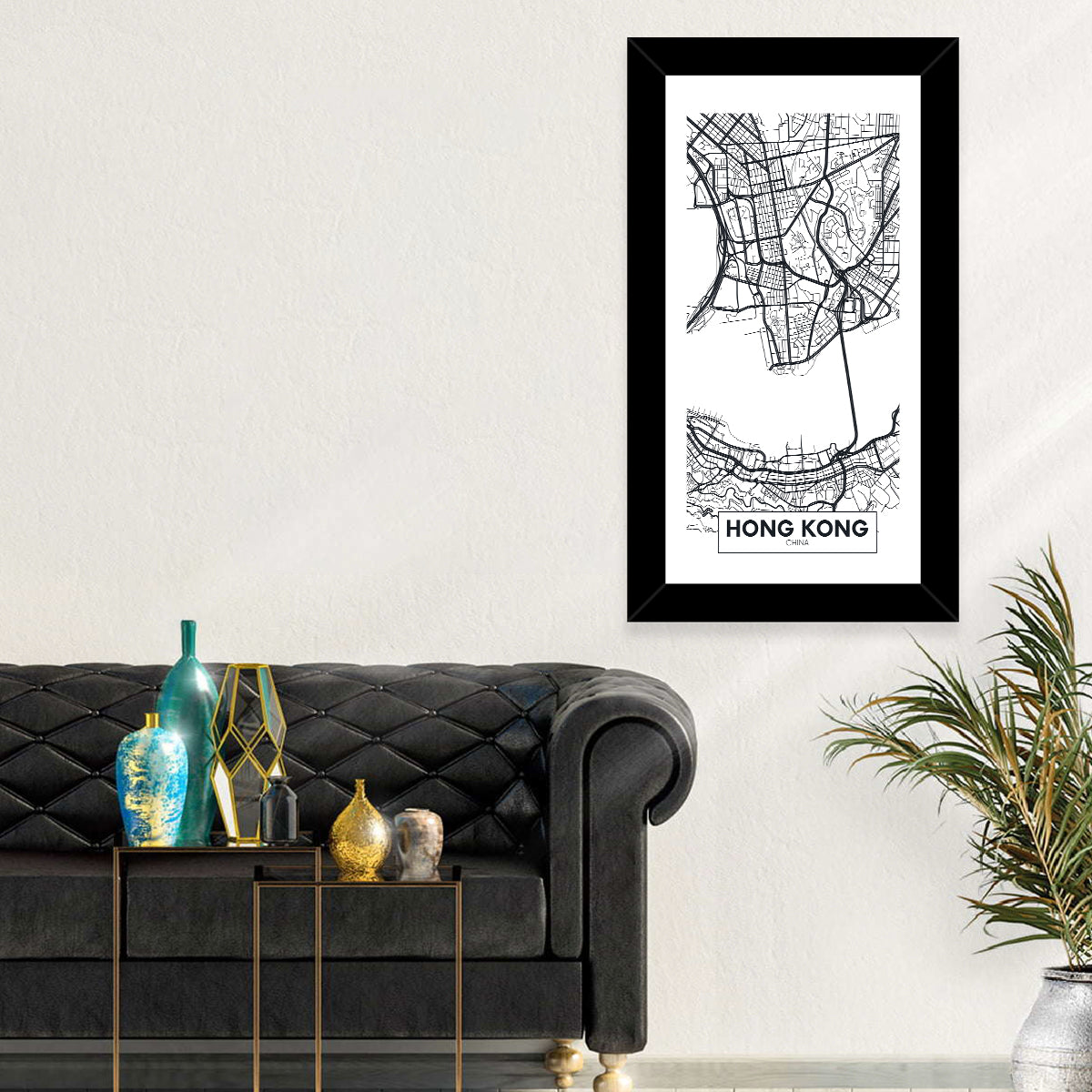 Hong Kong Aerial Map Wall Art