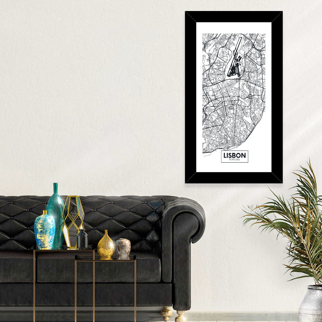 Lisbon Schematic Map Wall Art