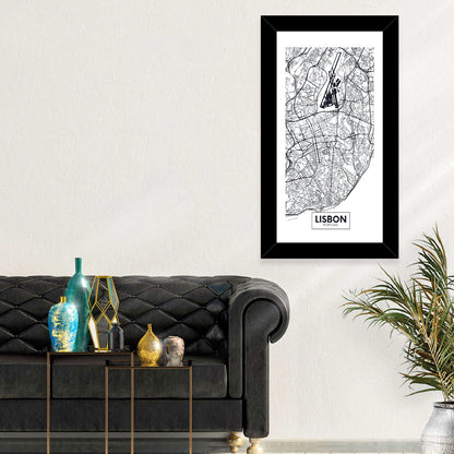 Lisbon Schematic Map Wall Art