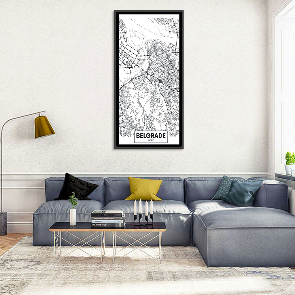 Minimalist Belgrade Map Wall Art
