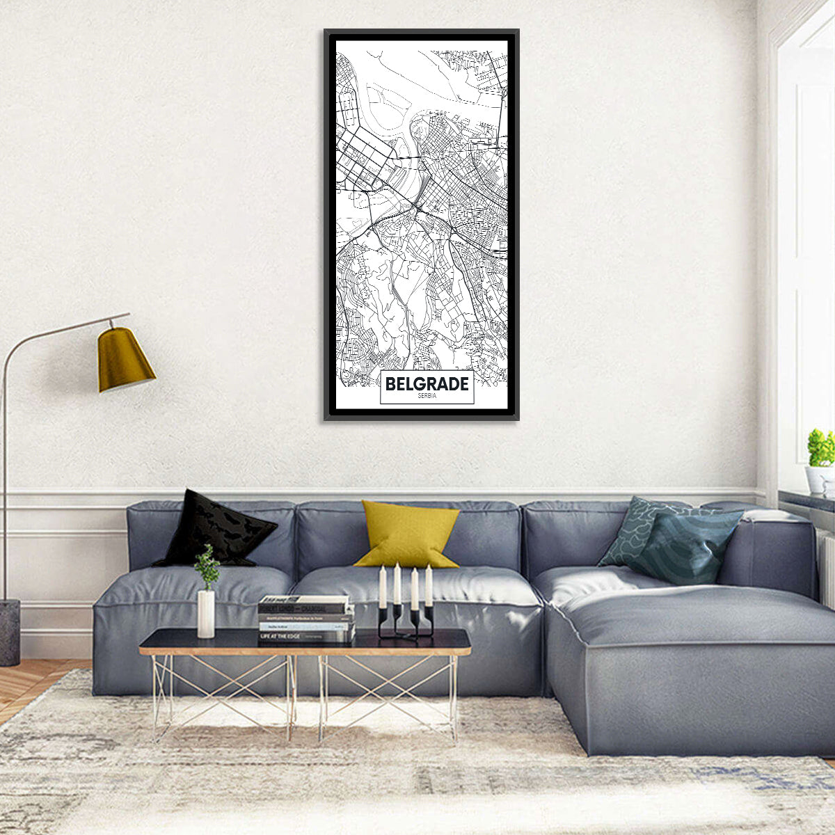 Minimalist Belgrade Map Wall Art