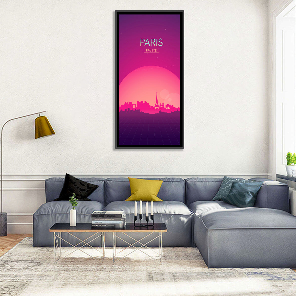 Paris Synthwave Skyline Wall Art