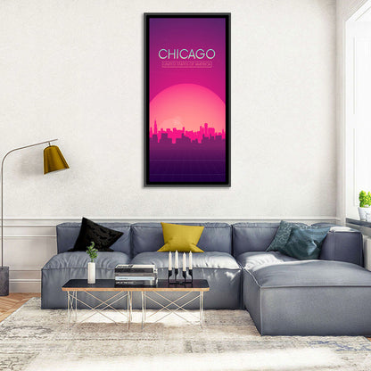 Chicago Retro Sunset Skyline Wall Art