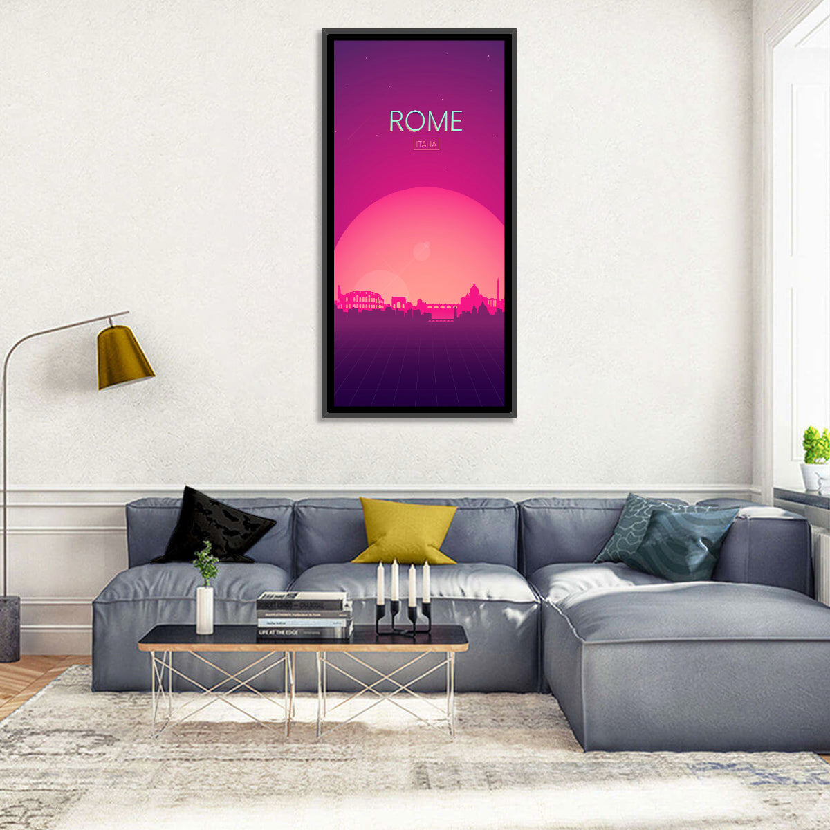 Rome Colosseum Skyline Wall Art in a room, portrait