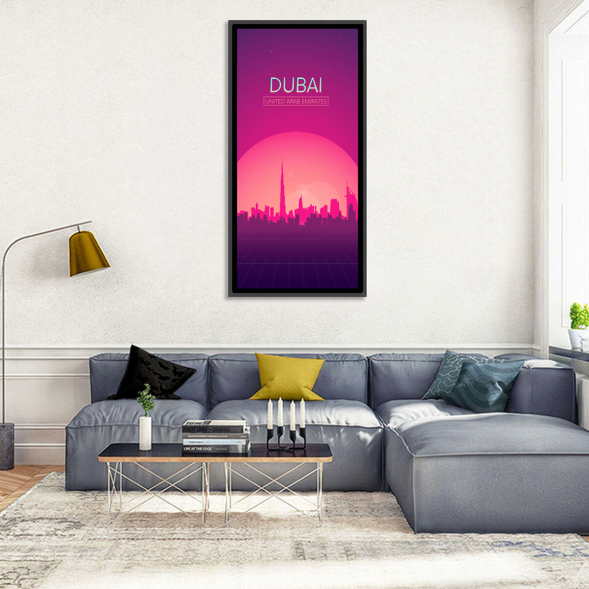 Dubai Retro Skyline Wall Art