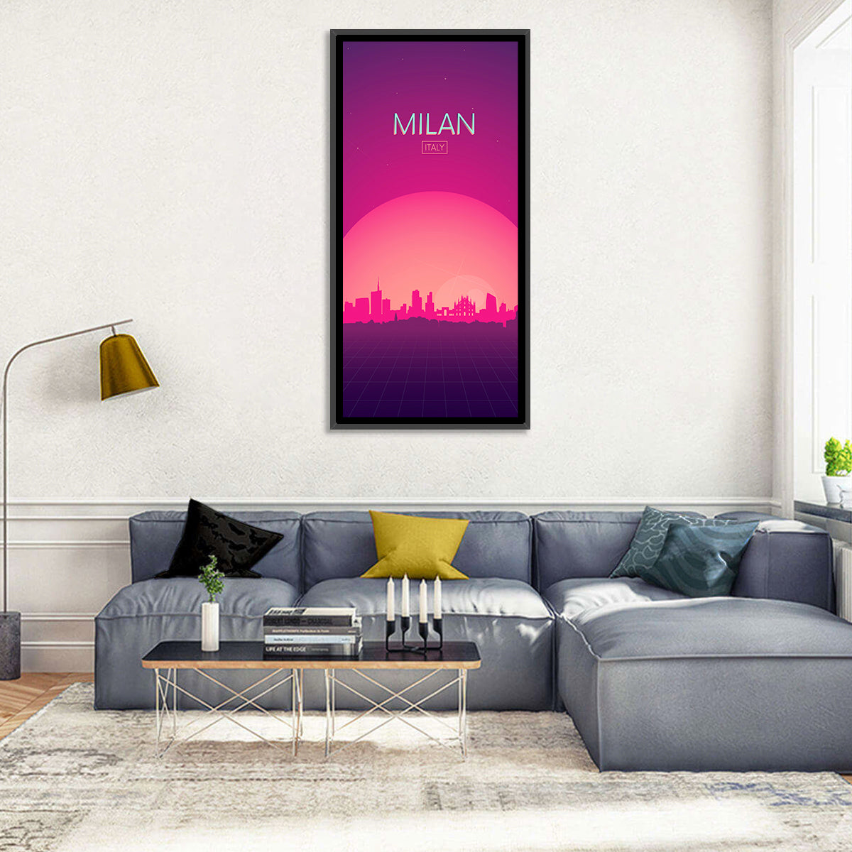 Milan Sunset Skyline Illustration Wall Art