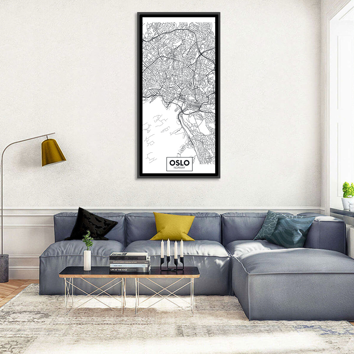 Oslo City Map Wall Art in a room, portrait
