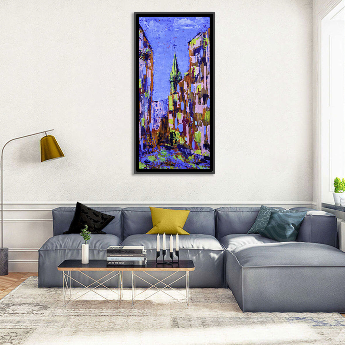 Old City Street with Steeple Wall Art
