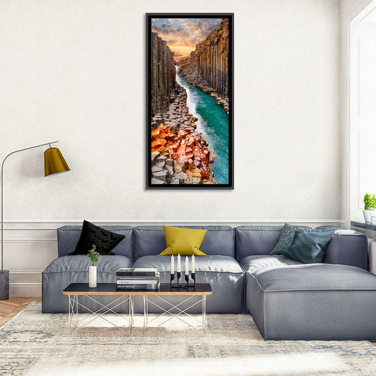 Stuðlagil Canyon Basalt Columns at Golden Hour Wall Art