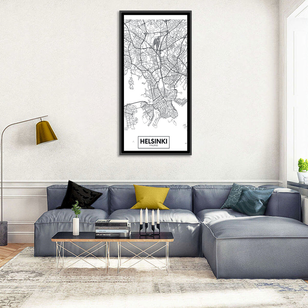 Helsinki Street Grid Map Wall Art