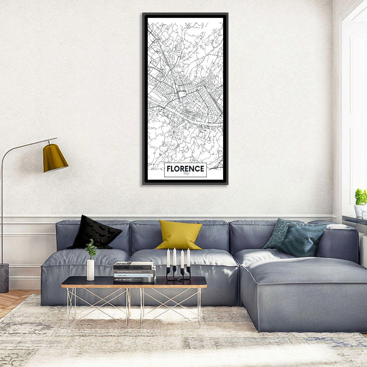 Florence City Map Wall Art