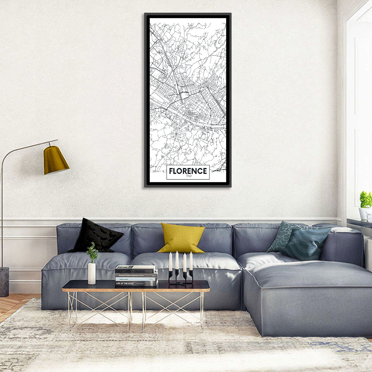 Florence Street Grid Map Wall Art
