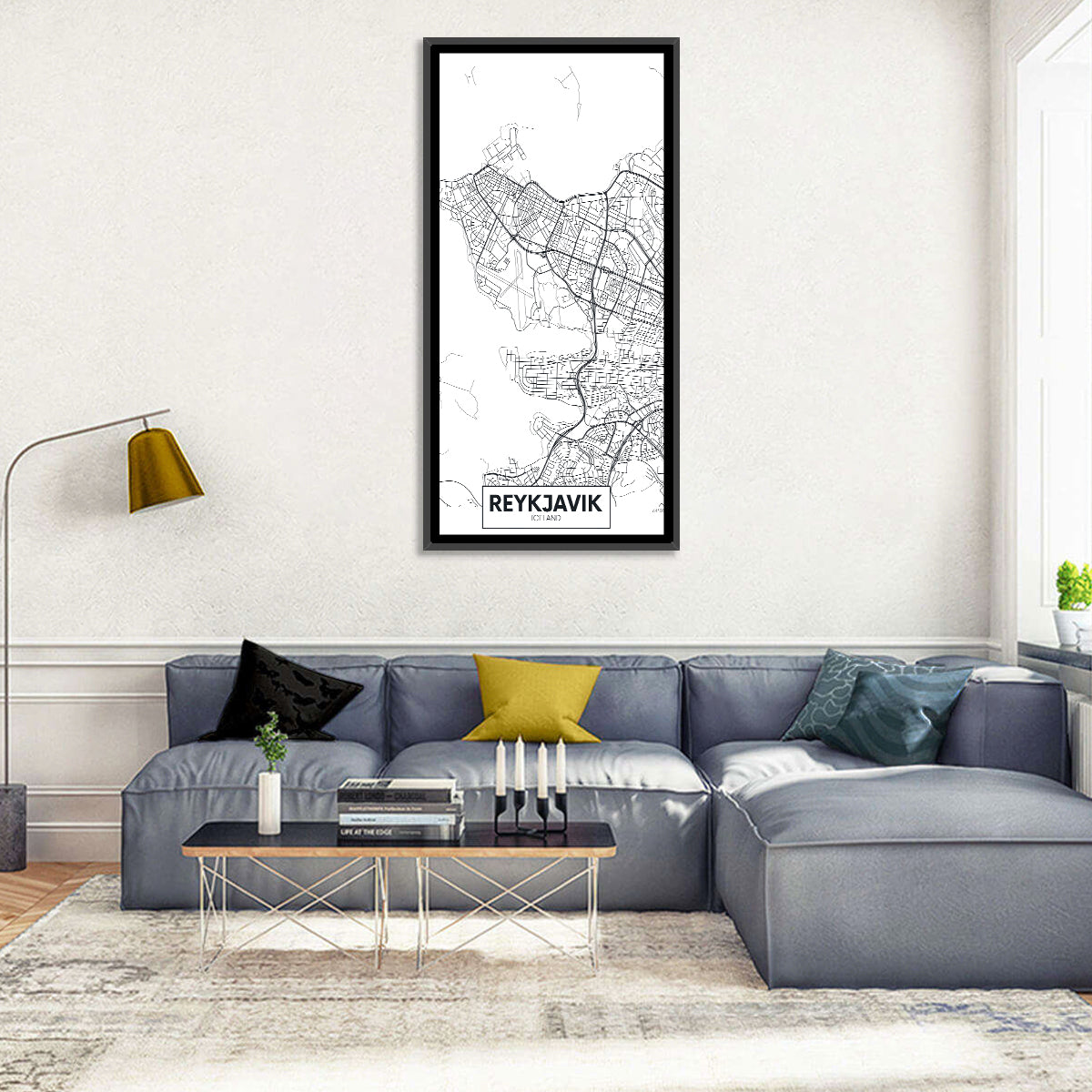 Reykjavik Aerial Map with Runway Wall Art