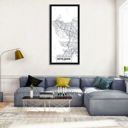 Reykjavik City Map Wall Art