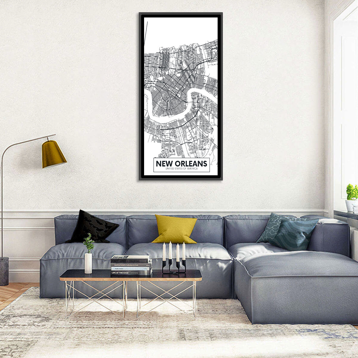 New Orleans Minimalist City Map Wall Art