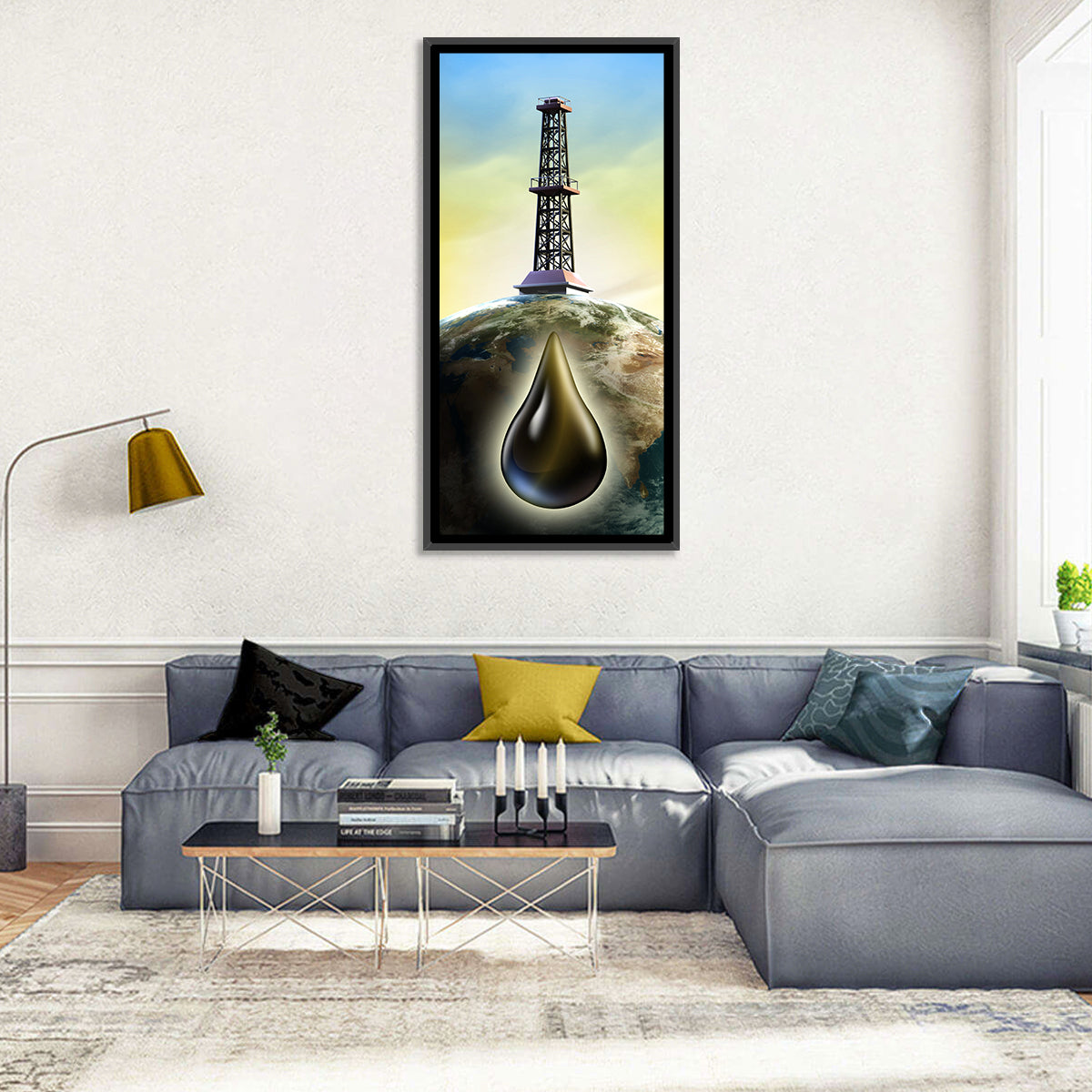 Oil Derrick with Glowing Drop Wall Art