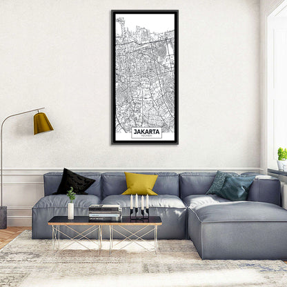 Jakarta City Map Wall Art